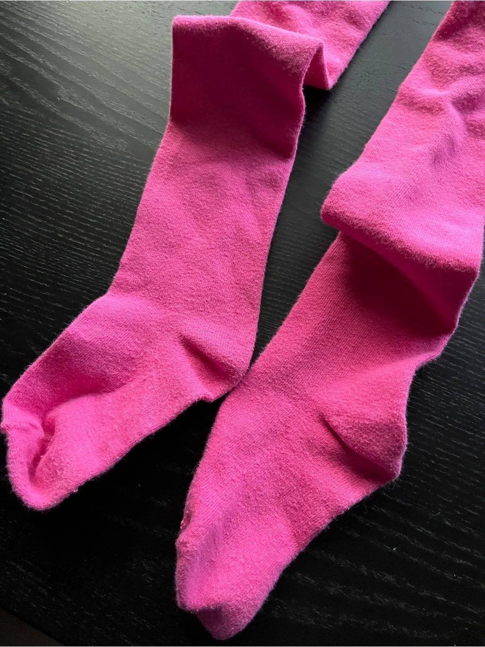 Pink Knit Tights Stockings Size 7-10 Kids Girls Footed Elastic Waist